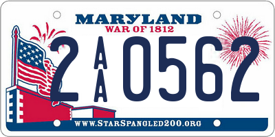 MD license plate 2AA0562