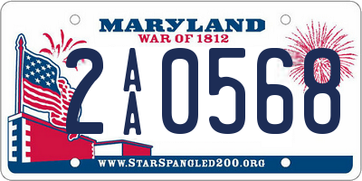 MD license plate 2AA0568