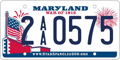 MD license plate 2AA0575