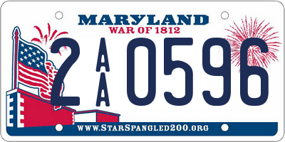 MD license plate 2AA0596