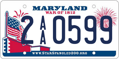 MD license plate 2AA0599