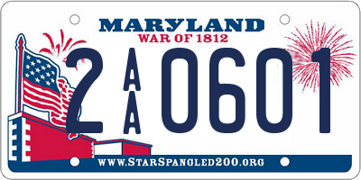 MD license plate 2AA0601