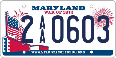 MD license plate 2AA0603