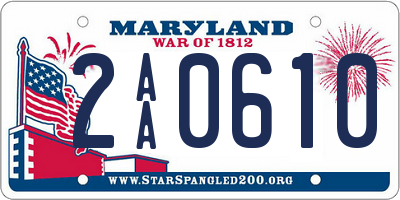 MD license plate 2AA0610