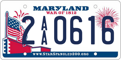 MD license plate 2AA0616