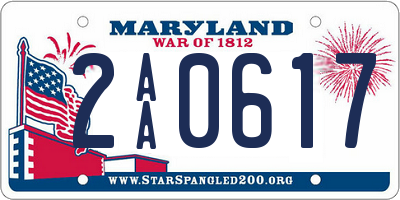 MD license plate 2AA0617