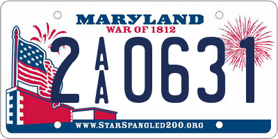 MD license plate 2AA0631