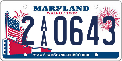 MD license plate 2AA0643