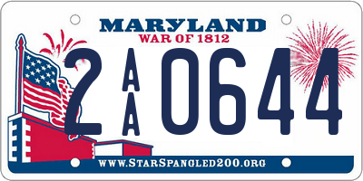 MD license plate 2AA0644