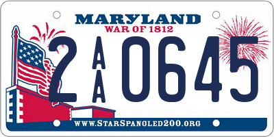 MD license plate 2AA0645