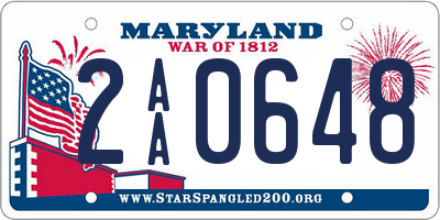 MD license plate 2AA0648