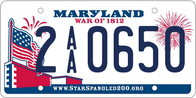 MD license plate 2AA0650