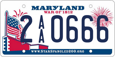 MD license plate 2AA0666