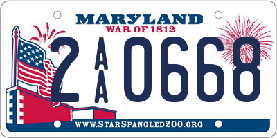 MD license plate 2AA0668