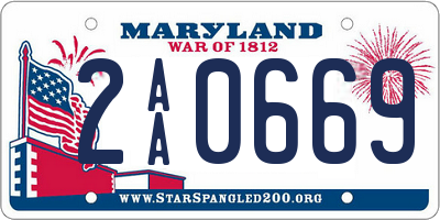 MD license plate 2AA0669