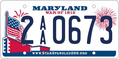 MD license plate 2AA0673