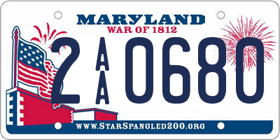 MD license plate 2AA0680