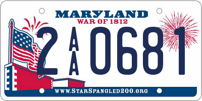 MD license plate 2AA0681