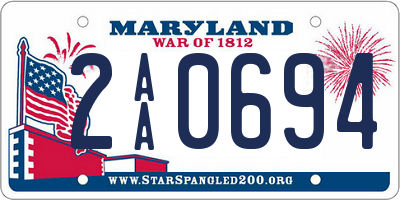 MD license plate 2AA0694