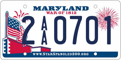 MD license plate 2AA0701