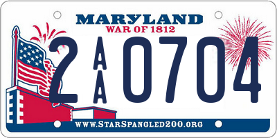 MD license plate 2AA0704