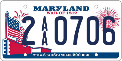 MD license plate 2AA0706