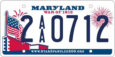 MD license plate 2AA0712