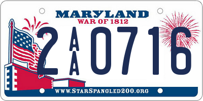 MD license plate 2AA0716