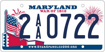 MD license plate 2AA0722