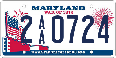 MD license plate 2AA0724