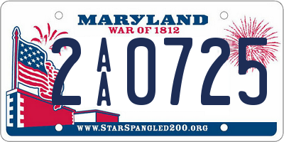 MD license plate 2AA0725