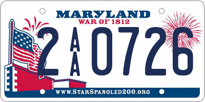 MD license plate 2AA0726