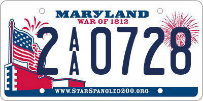 MD license plate 2AA0728