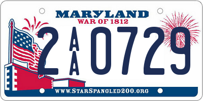 MD license plate 2AA0729