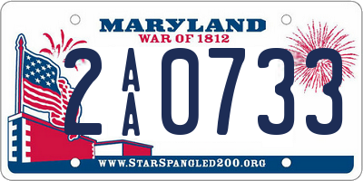 MD license plate 2AA0733