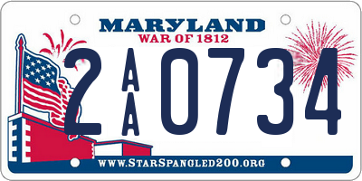 MD license plate 2AA0734