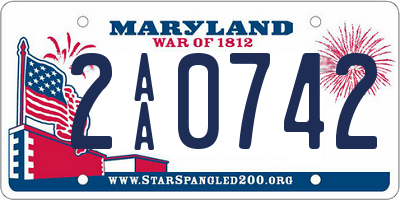 MD license plate 2AA0742