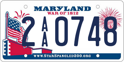 MD license plate 2AA0748