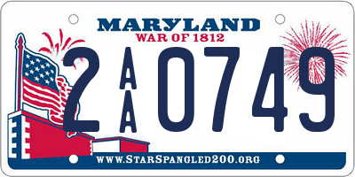 MD license plate 2AA0749