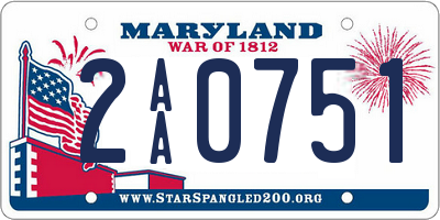MD license plate 2AA0751