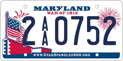 MD license plate 2AA0752