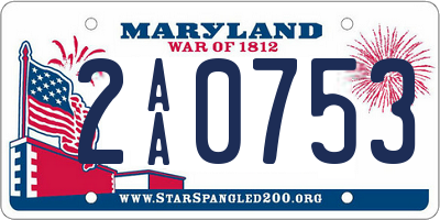 MD license plate 2AA0753