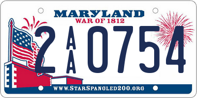 MD license plate 2AA0754