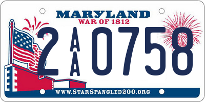 MD license plate 2AA0758