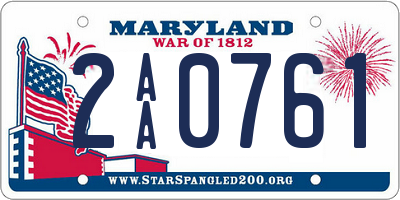 MD license plate 2AA0761