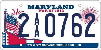 MD license plate 2AA0762