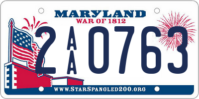 MD license plate 2AA0763