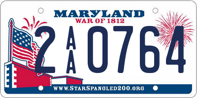 MD license plate 2AA0764