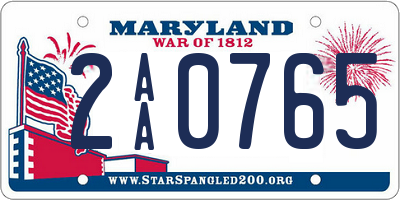 MD license plate 2AA0765