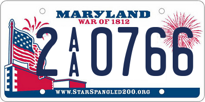 MD license plate 2AA0766